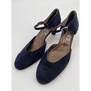 SALE AGL Attilio Giusti Leombruni D'Orsay Heels Mary Janes Sz 38.5 Blue Suede